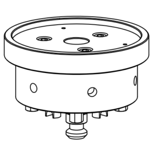 Zeichnung der Aufnahmen für Nullpunktspannsystem Hirschmann PrisFix für Handspannfutter DBF140x58
